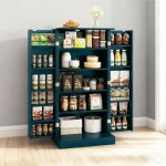 Goplus buffet de cuisine bas 60x40x120cm - 1 etag�re � 5 niveaux et 2 portes � 12 etag�resvert