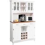 Goplus buffet haut buffet avec huche placard de cuisine 9 compartiments  vin 3 tiroirs utilitaires etagres ...