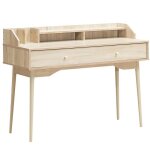 Goplus bureau dordinateur avec grand tiroir et niche de rangement  2 niveaux table de travail pour bureau ...