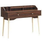 Goplus bureau dordinateur avec grand tiroir et niche de rangement  2 niveaux table de travail pour bureau ...
