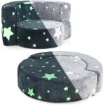 Goplus canap enfants 2 en 1 en flanelle - housse lavable en machine - rembourrage en eponge douce - ...