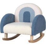 Goplus chaise  bascule pour enfants fauteuil en velours peluche avec pieds en bois massif fauteuil  ...