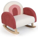 Goplus chaise  bascule pour enfants fauteuil en velours peluche avec pieds en bois massif fauteuil  ...