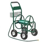 Goplus chariot d�vidoir pour tuyau d?arrosage pour jardin avec panier de rangementcadre m�tallique robuste ...