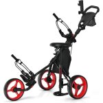 Goplus chariot de golf  3 roues pliable pousser tirer deluxechariot de golf manuelouverture facile 130x75x98. ...