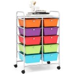Goplus chariot de rangement 10 tiroirs tiroir d�tachable tour de rangement � 4 roulettes 2 avec frein ...