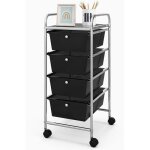 Goplus chariot de rangement 4 tiroirs caisson de rangement roulant cadre en acier pour maison bureau ...