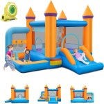 Goplus chteau gonflable avec souffleur aire de jeux gonflable toboggan piscine espace de saut panier ...