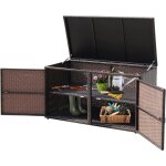 Goplus coffre de rangement en rotin pe avec 2 tagres bote de rangement avec couvercle  charnire ...