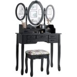 Goplus coiffeuse avec 3 miroirs coiffeuse avec 7 tiroirs & tagres pour chambre  coucher & garde - ...