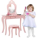 Goplus coiffeuse pour enfant de style princesse europennetable de maquillage avec tabouretpieds en bois ...