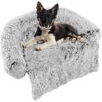 Goplus coussin pour animaux avec traversin doux tapis apaisant en peluche pour chien avec housse amovible ...