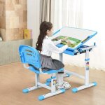 Goplus ensemble bureau et chaise pour enfant hauteur rglabletable de dessintable dtude avec tiroir ...