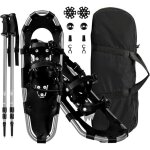 Goplus raquettes de neige 30 lgres en alu avec btons rglables pour enfants / adults 30 - 130kg argent ...