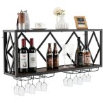 Goplus tagre  vin murale de 39 bouteilles et 12 verresavec 6 ranges de verresporte - bouteillescasier ...