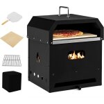 Goplus four  pizza 4 en 1 - aliment au bois et aux granuls - 2 couches amovible - portable pour extrieur ...