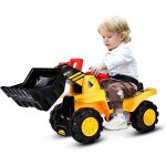 Goplus - jouet bulldozer d?excavatrice porteur avec casque et lame - enfant 3 ans + - jaune