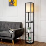Goplus lampadaire intrieur 16m avec tablettes de rangement  3niveauxlampe sur piedabat - jour en tissuampoul ...