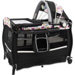 Goplus lit parapluie b�b� 0 - 3 ans pliable avec matelastable � langerbo�te � musiquesac - roues verrouillable ...