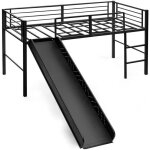 Goplus lit superpos avec chelle  2 marches et toboggan amoviblelit mezzanine avec garde - corps de ...