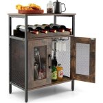 Goplus meuble bar à vin table autoportante industriel avec porte - verres casier à vin amovible porte ... Goplus meuble bar à vin table autoportante industriel avec porte - verres casier à vin amovible porte ...