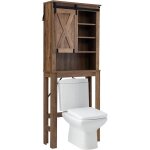 Goplus meuble wc 67 x 25 x 172 cm rangement salle de bain au dessus des toilettes wc / lave - linge 4 ...