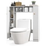 Goplus meuble wc tagre au - dessus des toilettes organisateur de rangement autoportant avec 2 portes ...