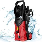 Goplus nettoyeur haute pression 140 bar - 1500w - 300 l / h - buse haute pression - tuyau 5m avec 2 roues ...
