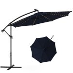Parasol dport 3m - goplus - parasol pour terrasse - parasol inclinable - 32 led - rotatif  360 - ...
