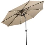 Goplus parasol de jardin d. 300cm - parasol patio droit inclinable 24 led solaire - poteau m�tallique ...