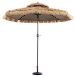 Goplus parasol en paille pe 285cm avec pied de parasoltoit inclinablestyle hawaen tropical 8 baleinespour ...