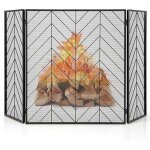 Goplus pare feu chemine pliable 3 panneaux en fer cran de chemine pare - tincelles grille de protection ...