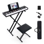 Goplus piano numrique 61 touches portable - double clavier lectronique - cran lcd - support et tabouret ...