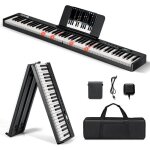 Goplus piano numrique 88 touches pliabledouble clavier lumineuses avec pdale de sustain pupitre de ...