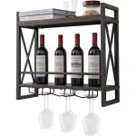 Goplus porte - bouteille mural � 2 niveaux casier � vin suspendu en m�tal antirouille avec 3 rang�es ...
