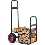 Goplus porte - bches chemine pour bois de chauffage chariot avec roues en caoutchouc chariot de bches ...