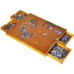 Goplus puzzle table en bois avec 4tiroirs pour stockageplateau puzzle board jeu de soci�t� avec panneaux ...