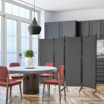 Goplus séparation de pièce en 4 parties paravent de 173 cm de hauteur avec cadre métallique gris Goplus séparation de pièce en 4 parties paravent de 173 cm de hauteur avec cadre métallique gris