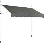 Goplus store banne manuel rtractable 25x12m en aluminium - sans perage - hauteur rglable 2 - 3m - ...