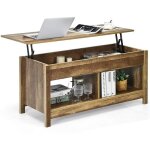 Goplus table basse  plateau relevable avec compartiment cach et espace de stockage doublestyle industriel ...