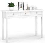Goplus table de console en bois avec 3 tiroirs meuble de rangement moderne montage facile pour salon ...
