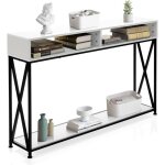 Table console style industriel - goplus - blanc - 120p x 23l x 79h - Étagère ouverte - cadre en fer Table console style industriel - goplus - blanc - 120p x 23l x 79h - Étagère ouverte - cadre en fer