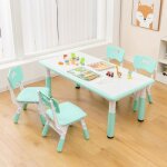 Goplus table enfant avec 4 chaises - hauteurs rglables avec plateau  graffitis - table de dessin pour ...