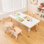 Goplus table enfant avec 4 chaises - hauteur rglable avec plateau  graffitis - table de dessin pour ...