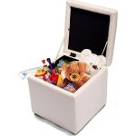 Goplus tabouret pouf avec bo�te de rangement en bois&cuir pu40x40x40cmcharge 150kgbanc � chaussures avec ...