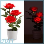 Gototop lanterne rose 3led rose fleur lumi�re solaire simulation led jardin lumi�re solaire rose fleur ...