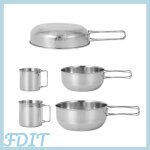 Gototop vaisselle de voyage 5 pi�ces batterie de cuisine de camping en acier inoxydable pique - nique ...