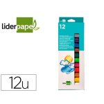 Gouache solide - liderpapel - b�ton de 10g - s�che rapide - coloris assortis - bo�te de 12 unit�s