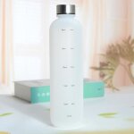 Gourde 1l bouteille deau rutilisable sans bpa tanche avec marquage de lheure de motivation blanc