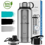 Gourde active flask + 3 bouchons sans bpa ? 1 & 05 litres thermos isolation sous?vide acier inoxydable ...